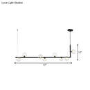 GobekUsa Modern Linear Chandelier - 6/8 Lights Glass Shade Island Light in Black/Gold