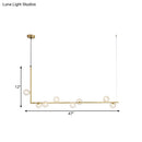 GobekUsa Modern Linear Chandelier - 6/8 Lights Glass Shade Island Light in Black/Gold