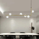 GobekUsa Modern Linear Chandelier - 6/8 Lights Glass Shade Island Light in Black/Gold