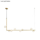 GobekUsa Modern Linear Chandelier - 6/8 Lights Glass Shade Island Light in Black/Gold