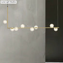 GobekUsa Modern Linear Chandelier - 6/8 Lights Glass Shade Island Light in Black/Gold