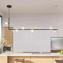 GobekUsa Modern Linear Chandelier - 6/8 Lights Glass Shade Island Light in Black/Gold