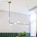 GobekUsa Modern Linear Chandelier - 6/8 Lights Glass Shade Island Light in Black/Gold