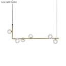 GobekUsa Modern Linear Chandelier - 6/8 Lights Glass Shade Island Light in Black/Gold