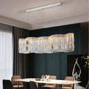 Modern Linear Crystal Pendant Light In Brushed Stainless