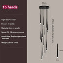 GobekUsa Loft Black LED Stair Chandelier for Modern Living Room and Restaurant