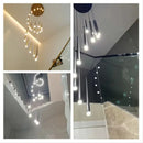 GobekUsa Loft Black LED Stair Chandelier for Modern Living Room and Restaurant
