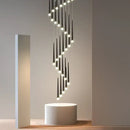 GobekUsa Loft Black LED Stair Chandelier for Modern Living Room and Restaurant