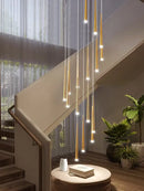 GobekUsa Loft Black LED Stair Chandelier for Modern Living Room and Restaurant
