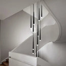 GobekUsa Loft Black LED Stair Chandelier for Modern Living Room and Restaurant
