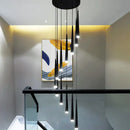 GobekUsa Loft Black LED Stair Chandelier for Modern Living Room and Restaurant