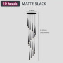 GobekUsa Loft Black LED Stair Chandelier for Modern Living Room and Restaurant