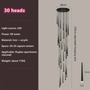 GobekUsa Loft Black LED Stair Chandelier for Modern Living Room and Restaurant