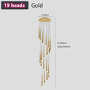 GobekUsa Loft Black LED Stair Chandelier for Modern Living Room and Restaurant