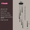 GobekUsa Loft Black LED Stair Chandelier for Modern Living Room and Restaurant