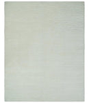 Modern Loop Cut Pile Solid plane Beige Hand Knotted 8x10 Wool Area Rug by The Rug Decor