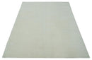 Modern Loop Cut Pile Solid plane Beige Hand Knotted 8x10 Wool Area Rug by The Rug Decor
