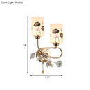 GobekUsa Modern Lotus Glass Wall Sconce with Gold Finish and Pull Chain - 2 Head Cylinder Lamp