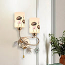 GobekUsa Modern Lotus Glass Wall Sconce with Gold Finish and Pull Chain - 2 Head Cylinder Lamp
