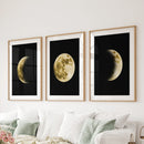 Celestial Moon 3 Piece Wall Decor. Gold Full Moon, Phases by Wall Art Set