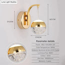 GobekUsa Modern Luxurious Crystal Led Wall Lamp Sconce for Bedroom
