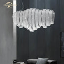 GobekUsa Crystal Circle LED Tassel Chandelier: Modern Luxury Pendant Hanging Light Fixture for Bedroom and Living Room