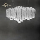 GobekUsa Crystal Circle LED Tassel Chandelier: Modern Luxury Pendant Hanging Light Fixture for Bedroom and Living Room