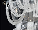 GobekUsa Crystal Circle LED Tassel Chandelier: Modern Luxury Pendant Hanging Light Fixture for Bedroom and Living Room