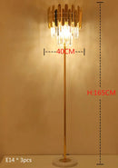 GobekUsa Crystal Gold Floor Lamp for Bedroom & Living Room - Modern Luxury LED Light