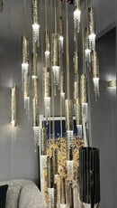 GobekUsa Crystal LED Staircase Chandelier: Modern Luxury Ceiling Lighting for Living Room Hall Loft