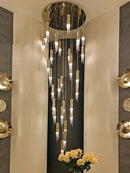 GobekUsa Crystal LED Staircase Chandelier: Modern Luxury Ceiling Lighting for Living Room Hall Loft