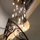 GobekUsa Crystal LED Staircase Chandelier: Modern Luxury Ceiling Lighting for Living Room Hall Loft