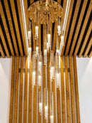 GobekUsa Crystal LED Staircase Chandelier: Modern Luxury Ceiling Lighting for Living Room Hall Loft