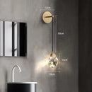 GobekUsa Crystal LED Copper Wall Sconce - Modern Luxury Wall Light Fixture