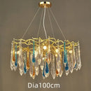 GobekUsa Crystal Water Drop LED Chandeliers: Modern Luxury Branch Design for Living & Dining Rooms