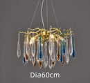 GobekUsa Crystal Water Drop LED Chandeliers: Modern Luxury Branch Design for Living & Dining Rooms