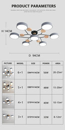 GobekUsa Modern Macaron Ceiling Chandelier with 3-Color Dimming
