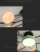 GobekUsa Modern Macaron Ceiling Chandelier with 3-Color Dimming