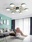 GobekUsa Modern Macaron Ceiling Chandelier with 3-Color Dimming