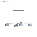 GobekUsa Modern Macaron Drum Chandelier: Metal Ceiling Lamp, 4 Lights for Dining Table