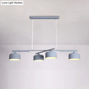 GobekUsa Modern Macaron Drum Chandelier: Metal Ceiling Lamp, 4 Lights for Dining Table