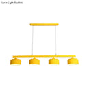 GobekUsa Modern Macaron Drum Chandelier: Metal Ceiling Lamp, 4 Lights for Dining Table