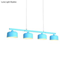 GobekUsa Modern Macaron Drum Chandelier: Metal Ceiling Lamp, 4 Lights for Dining Table