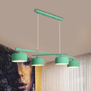 GobekUsa Modern Macaron Drum Chandelier: Metal Ceiling Lamp, 4 Lights for Dining Table