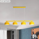 GobekUsa Modern Macaron Drum Chandelier: Metal Ceiling Lamp, 4 Lights for Dining Table