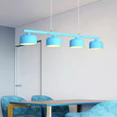 GobekUsa Modern Macaron Drum Chandelier: Metal Ceiling Lamp, 4 Lights for Dining Table