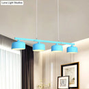 GobekUsa Modern Macaron Drum Chandelier: Metal Ceiling Lamp, 4 Lights for Dining Table