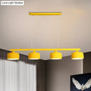 GobekUsa Modern Macaron Drum Chandelier: Metal Ceiling Lamp, 4 Lights for Dining Table