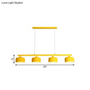 GobekUsa Modern Macaron Drum Chandelier: Metal Ceiling Lamp, 4 Lights for Dining Table