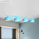 GobekUsa Modern Macaron Drum Chandelier: Metal Ceiling Lamp, 4 Lights for Dining Table
